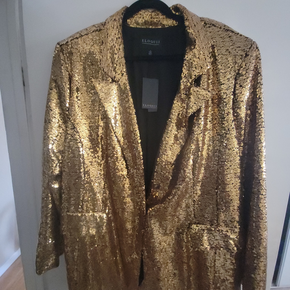 Eloquii Gold Sequin Blazer